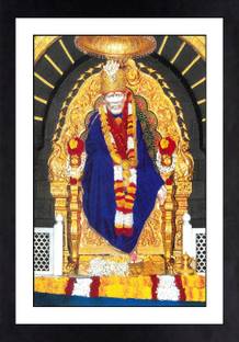 Craftsfest Sai Baba Photo Frame Digital Reprint 20 inch x 14 inch Painting