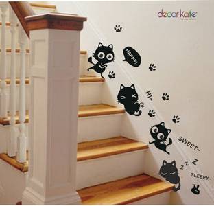 Creatick Studio 83 cm Cute Cat Fashion Wall Stickers Funny Cat Stickers Living Home Decor Self Adhesive Sticker