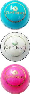 Optimus Genuine Leather Cricket Ball 5.5 Oz-6 Pcs (Blue White Pink) Cricket Leather Ball