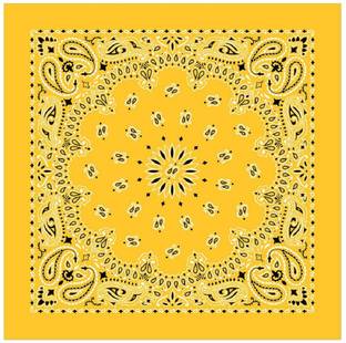 Bismaadh 100% Cotton Western Paisley Bandanas (22” x 22”) Made in USA ["Yellow"] Handkerchief