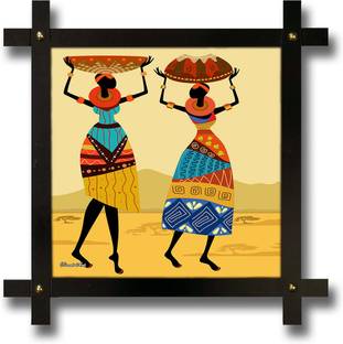 Poster N Frames Cross Wooden Frame Hand-Crafted with photo of Modern African Art Digital Reprint 16.5 inch x 16.5 inch Painting
