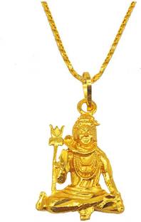 Shiv Jagdamba Religious Lord Shiv Mahadev Bholenath Sitting Trishul God Jewellery Pendant Gold-plated Brass Pendant