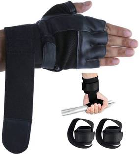 DreamPalace India Combo of Gym Gloves With Wrist Support (Black) Fitness Accessory Kit Kit