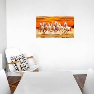 Decal O Decal 35 cm ' Seven vasthu horses with sun ' Wall Stickers (PVC Vinyl,Multicolour) Self Adhesive Sticker