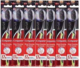 Colgate Charcoal Slimsoft 17x Slimmer Bristles Deep Clean Soft Toothbrush