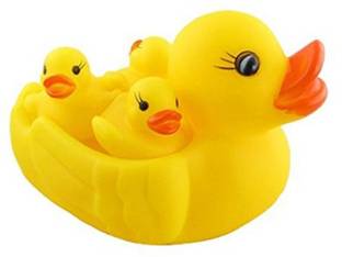 VINMOT Duck Family Baby Bathing 4 Pcs Set Yellow Ducklings Toys with Chu Chu Sound Bath Toy