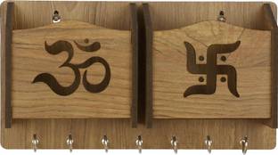 Suveharts MN_OmSwastikWT_ Wood Key Holder
