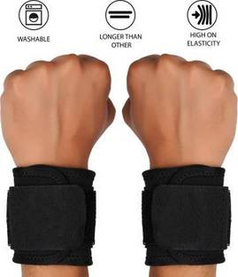 GymWar WRIST SUPPORT BLACK (Pair) Hand Grip/Fitness Grip