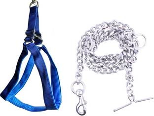 ADIOS 1 INCH BLUE BODY BELT WITH HEAVY QUALITY DOG CHAIN Dog Harness & Chain