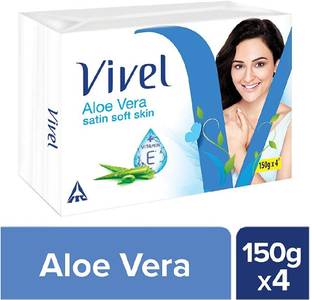 Vivel Aloe Vera Soap,Satin Soft Skin Vitamin E, 150g (Pack of 4)