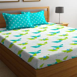 PORTICO NEW YORK Cotton Queen Flat 144 TC Printed Bedsheet