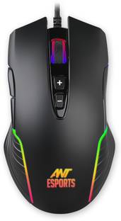 Ant Esports GM500RGB 1000 Hz Polling Rate 4000 Dpi for FPS and MOBA Wired Ambidextrous Laser  Gaming Mouse