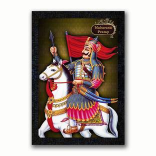 Poster N Frames Poster N Frames UV Textured Decorative Art Print of Maharana Pratap with wooden synthetic frame Painting Size 14 x 20 inch Digital Reprint 14 inch x 20 inch Painting