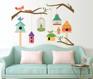 WALLSTICK 72 cm Tree with Cages (70 x 50 cm) Self Adhesive Sticker