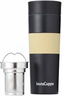 InstaCuppa Vacuum Insulated Coffee, Tea Travel Mug 470 ML, Stainless Steel Infuser Unit, 470 ml Steel Flask