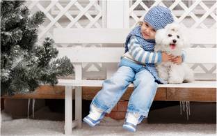 Beautiful Little Girl with Dog Poster for room and home décor Paper Print