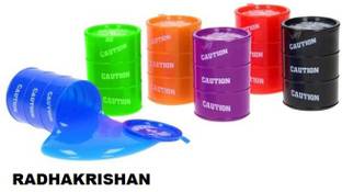 Radhakrishan Caution Non toxic Slime in Barrel Container ( seot of 6 ) Multicolor Putty Toy