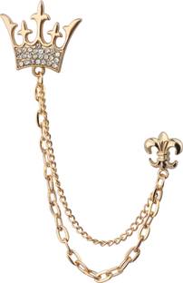 Panjatan Men's Crystal Crown with Golden Chain Brooch