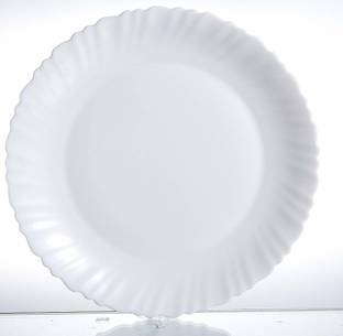 Larah by Borosil Feston Large Dinner Plate, 10.6 inch, Set of 6, White Dinner Plate