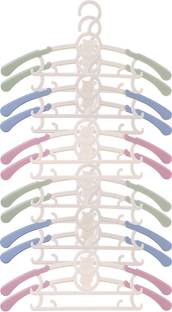 Koochi Koo Plastic Telescopic Adjustable Expandable Anti Slip Kids Clothes Hanger with Hooks (Multicolour) - Set of 12 Plastic Shirt Pack of 12 Hangers For  Shirt