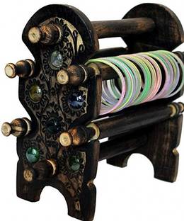 k j traders Wooden Bangle Stand Decorative Showpiece  -  24 cm