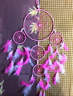 ONRR Collections Pink 5 ring feng shui dream catcher ; size:6"ring + Microfibre Dream Catcher