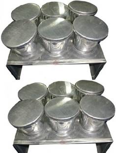 Rinkle Trendz Aluminium 12 Kulfi Moulds with 2 Stand Silver Steel Ice Ball Tray