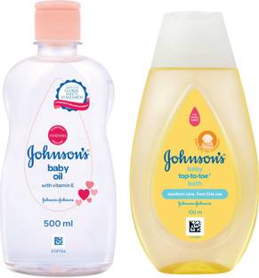 JOHNSON'S Baby Vitamin E Body Massage oil with top to toe Bodywash