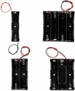 IDUINO AA Battery Case Holder with Lead Wire Bundle, 4 Pcs DIY Battery Storage Boxes, 1 Slots, 2 Slots, 3 Slots, 4 Slots in Parallel Black Plastic Batteries Case with Pin Electronic Components Electronic Hobby Kit