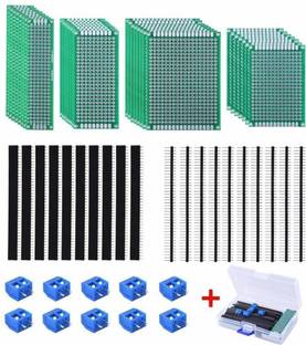 IDUINO 30 Pcs Double Sided PCB Board Kit 4 Sizes Circuit Board with 20 Pcs 40 Pin 2.54mm Header Connector for DIY(Bonus: 10 Pcs Screw Terminal Blocks Electronic Components Electronic Hobby Kit
