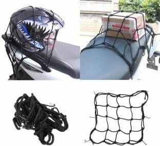 Ramanta Motorcycle Bike Helmet Holder 6 Hooks Hold Down 30 x 30cm Mesh Net Bag Luggage Cargo Mesh Net For Univesal for all bikes Vehicle Cargo Net