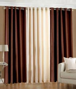 Styletex 275 cm (9 ft) Polyester Semi Transparent Long Door Curtain (Pack Of 3)