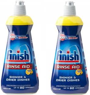 Finish Dishwashing Rinse Aid Lemon Sparkle 400ml Pack Of 2 Dishwashing Detergent