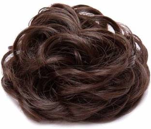 S K Bright Black Artificial Hair Extension Juda Hair Rubber Band (Pack of 1) Bun