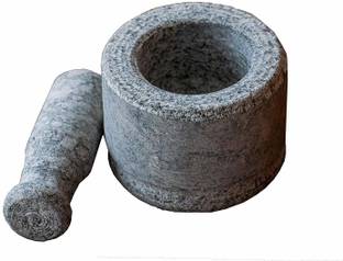 EyeonBay Stone Made idikkalu and Crusher Mortar and Pestle Set Large Size Stoneware Masher