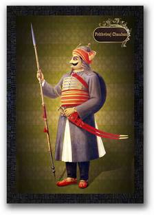 Poster N Frames Poster N Frames UV Textured Decorative Art Print of prithviraj chauhan with wooden synthetic frame Painting Size 14 x 20 inch Digital Reprint 20 inch x 14 inch Painting