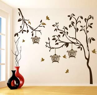 Day Decals 56 cm Abstract Birds Cage Self Adhesive Sticker