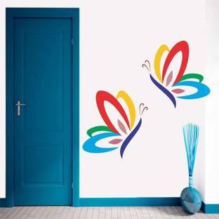 Decal O Decal 1 cm Wall Decals ' Colorful Butterfly Pair' Wall Decal Sticker ' Wall Stickers |PVC Vinyl|Multicolour| Self Adhesive Sticker