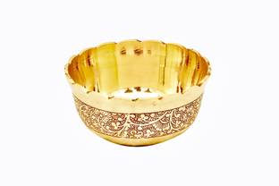 SHANAYA CREATIONS Brass Vegetable Bowl Brass Bowl Embossed Flower Design Serving Indian Food …