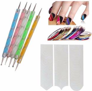 Xeekart 5 Pieces Nail Art Plastic Pen Set, 10 PC Stripping Roll Tape