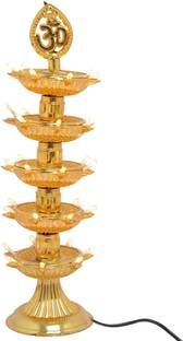 ESP 5 Layer Electric Gold LED Diya Deepak Light For Diwali Temple Decorative Lamp Plastic Table Diya