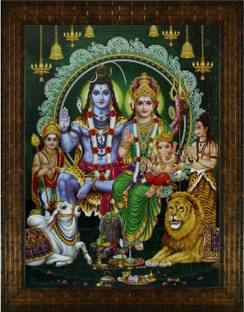 इंडियानारा LORD SHIV PARIWAR (1973) WITHOUT GLASS डिजिटल रीप्रिंट 13 inch x 10 inch पेंटिंग