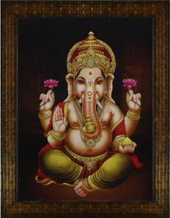 Indianara LORD GANESH Paintings (1990) WITHOUT GLASS Digital Reprint 13 inch x 10.2 inch Painting