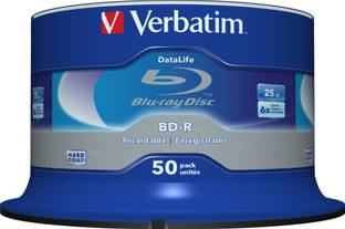 Verbatim Blu-ray Recordable 43838 Pack of 50 BDR Disc Spindle Speed 6x 25 GB