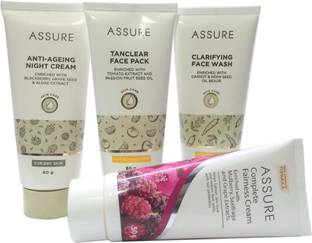 ASSURE Combo of ( Tanclear Face Pack, Anti-Ageing Cream, Face wash & Fairness Cream)