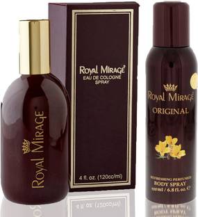 ROYAL MIRAGE Eau De Cologne Spray Original, 120ml + Body Spray Original, 200ml Deodorant Spray  -  For Men & Women