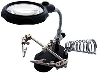 ZIGLY Helping Hand Magnifier Led Light With Soldering Stand 5X Soldering Stand