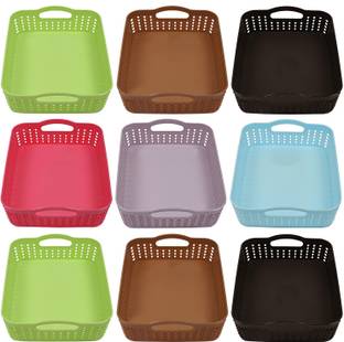 KUBER INDUSTRIES Plastic Plastic 9 Pieces Multipurpose Storage Basket Set (Multi)-CTKTC13440 Storage Basket