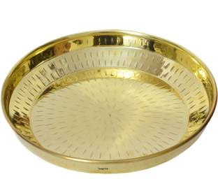 Tangerine Brass Pooja Thali Plate-10 - for Poojan, Spiritual Gift, House Warming Gift & Home Decor Brass