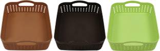 कुबेर इंडस्ट्रीज़ Plastic 3 Pieces Multipurpose Storage Basket Set (Multi) स्टोरेज बास्केट